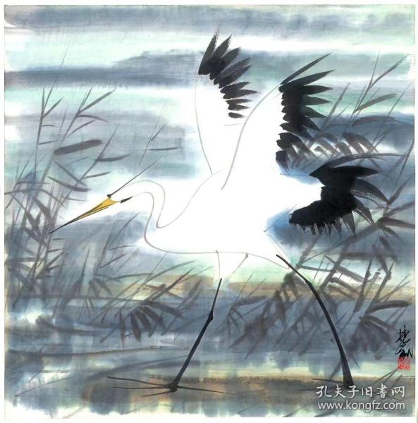 林凤眠-鹭.纸本大小71.32*70.51厘米.宣纸原色仿真.微喷复制