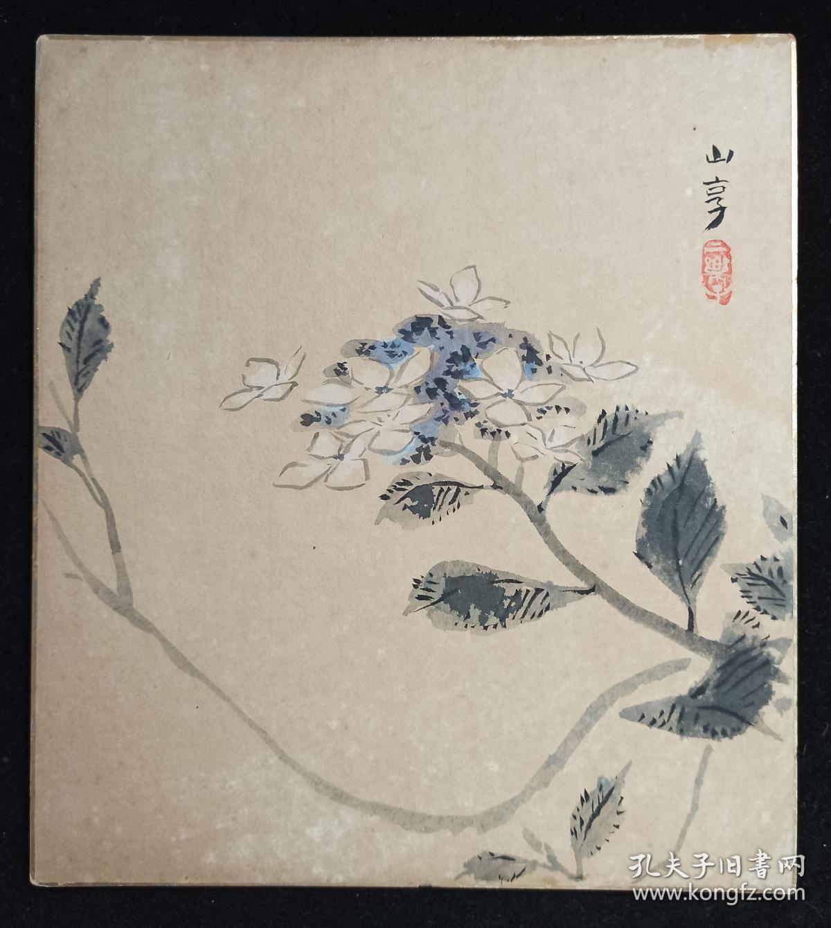 日本回流 原装精美卡纸山享国画作品 山花 一幅 纸本镜心 尺寸 27 24cm 钤印 二乐子 Hxtx 孔夫子旧书网