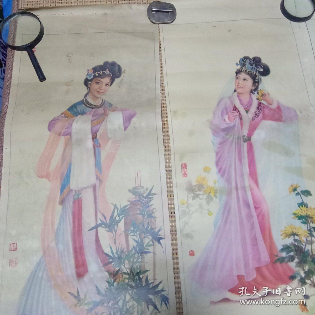 掛け軸 中国歴史美人図 昭君出塞・貂蝉拝月・貴妃醉酒