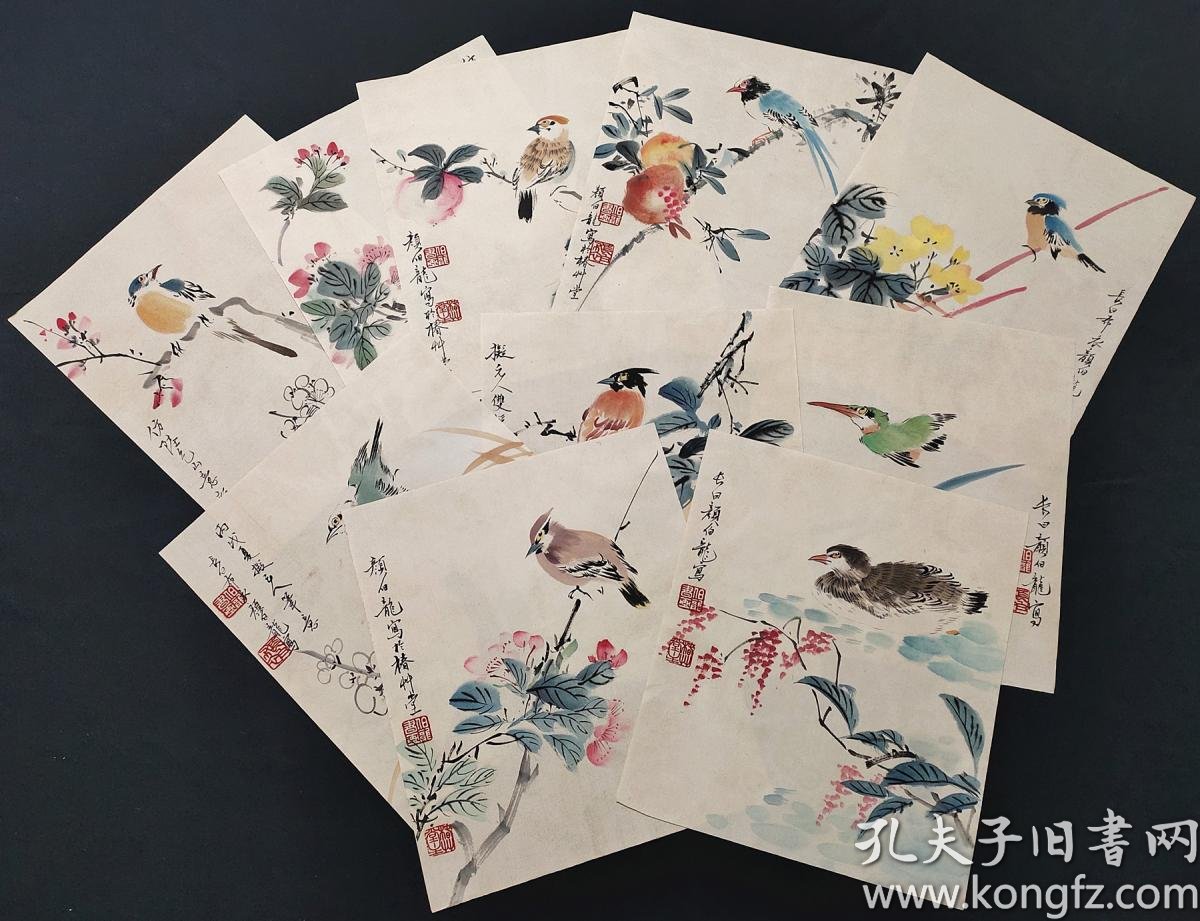 民国时期京津画派著名的花鸟画家颜伯龙花鸟册页10幅