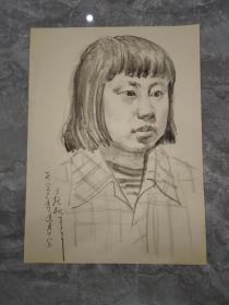 保真书画：王少华素描 1985年画于抚松 少女像