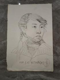 保真书画：王少华速写 1985年画于抚松钟厂 女工像