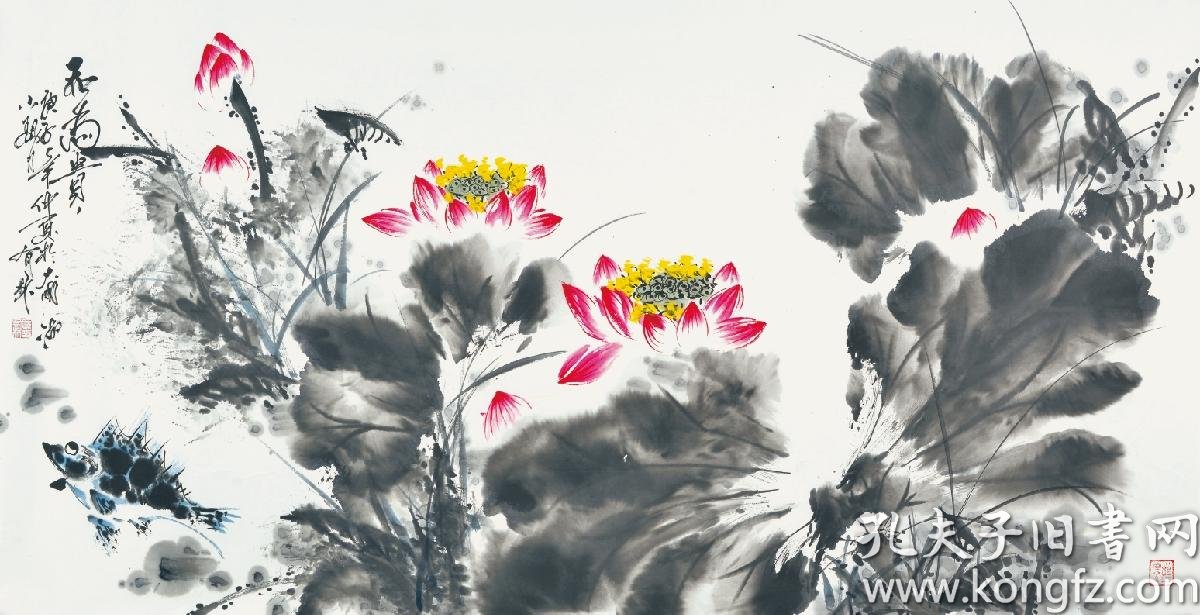 中国当代国画家 山东金秋书画院理事 山东明湖书画院院孙有林  136*68