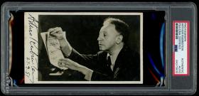 二十世纪最伟大的钢琴家之一 阿图尔·鲁宾斯坦 Artur Rubinstein 1951年亲笔签名照 银盐照片 PSA鉴定 优素福·卡什 摄影精品