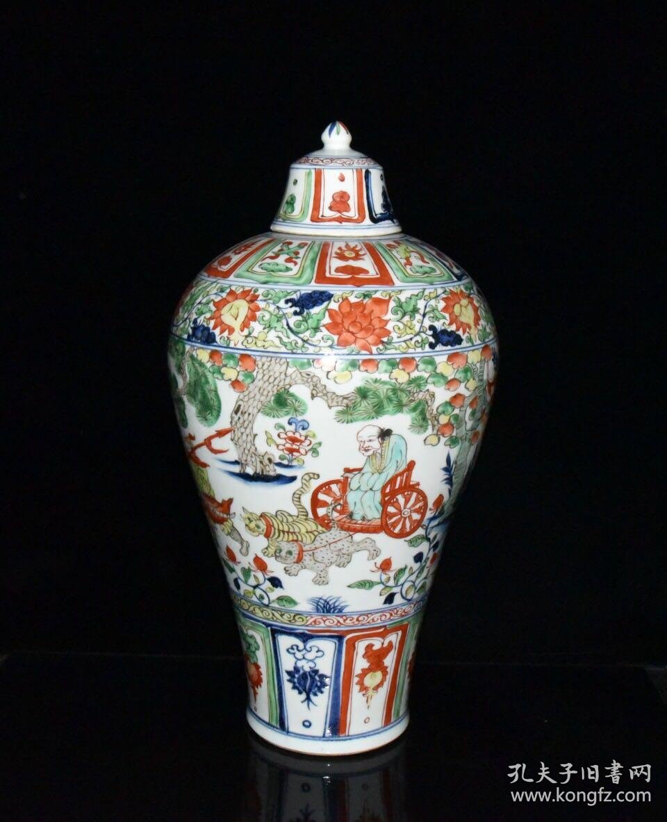 元代博棱第五彩鬼谷子下山梅瓶【49.5x24.5cm 】