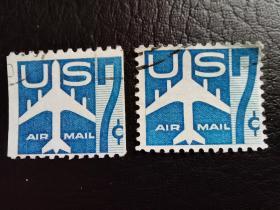 美国邮票（历史）：1958喷气客机 2枚