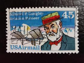美国邮票（人物）：1988年航空先驱-塞缪尔·皮尔庞特·兰利，1834-1906年 1枚