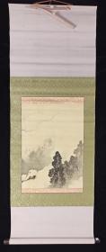 【日本回流】原装旧裱 外 国画作品《深山孤村》一幅（绢本立轴，画心约1.2平尺，款识钤印：外）HXTX214887
