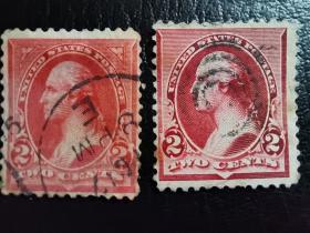 美国邮票（人物）：1890年总统与其他人物  2枚 （百年历史，珍稀邮票）