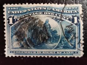 美国邮票（历史）：1893年 哥伦比亚博览会 1枚 （百年历史，珍稀邮票）