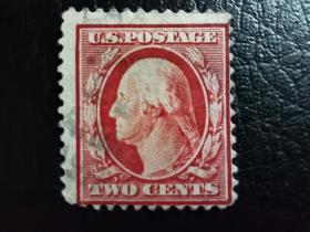 美国邮票（人物）：1908本杰明·富兰克林和乔治·华盛顿 1枚 （百年历史，珍稀邮票）