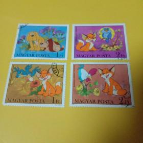 外国邮票动画4枚旧票