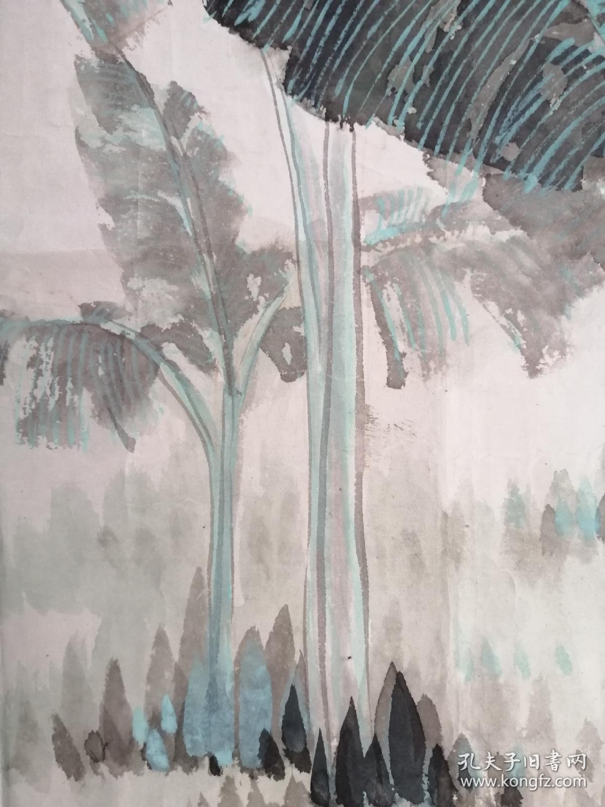 唐昊芭蕉仕女图原稿镜芯保真手绘作品