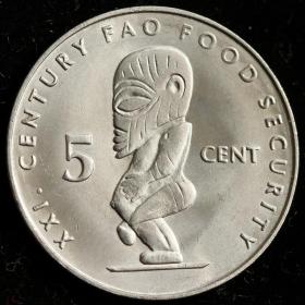 古钱币，老钱币，生殖崇拜 FAO粮农币 库克2000年千禧年5分硬币 24mm 全新UNC 铜镍，非常稀有难得，意义深远，可谓古钱币收藏的珍品，孤品，神品