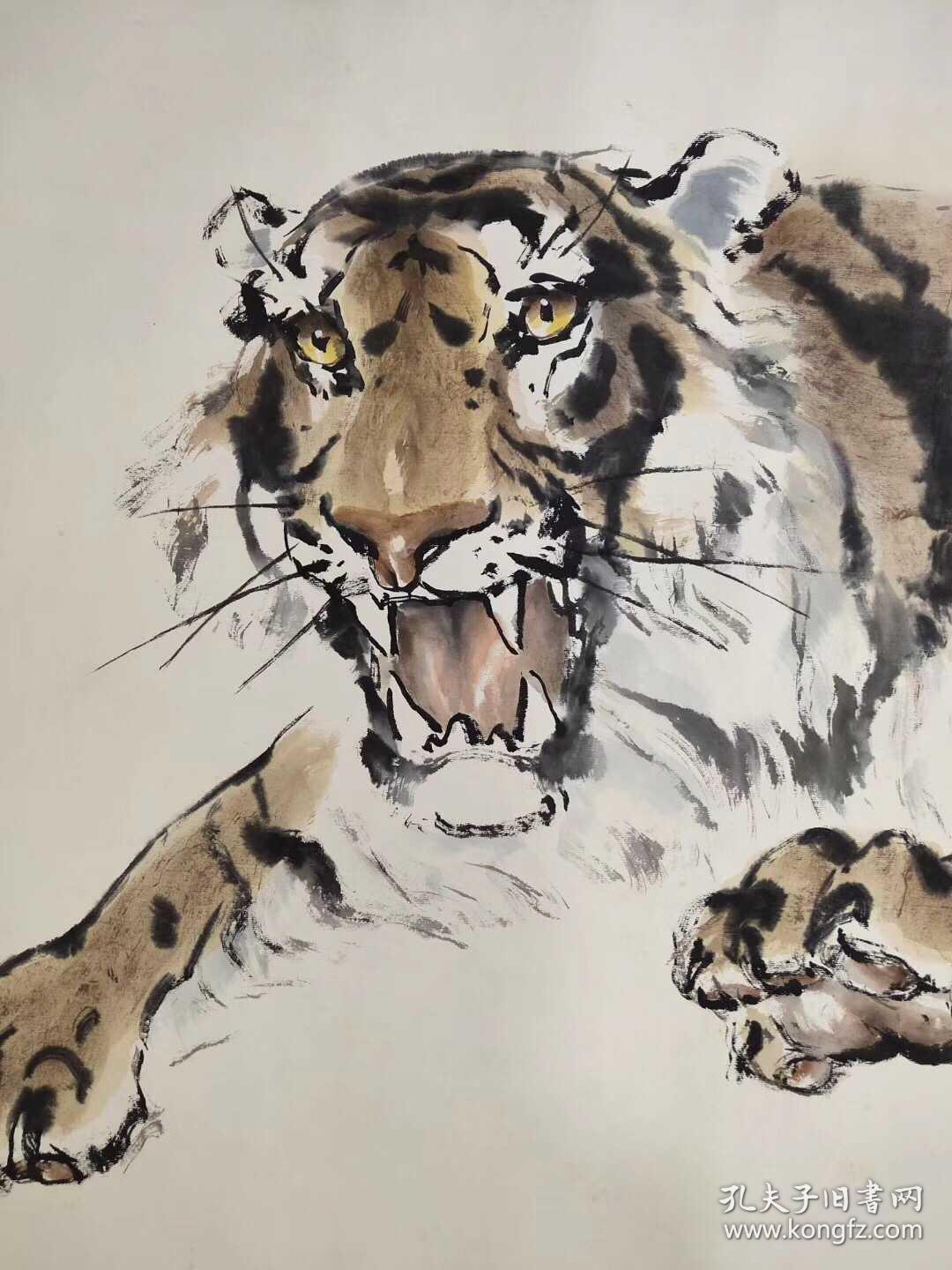 著名画虎大家【巩大川】巨幅《虎啸雄风图》一幅,一丈六,画心尺寸1.