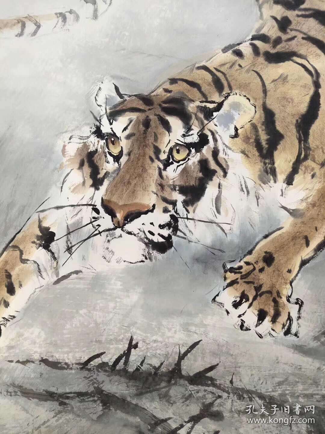 著名画虎大家【巩大川】巨幅《虎啸雄风图》一幅,一丈六,画心尺寸1.