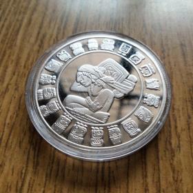 北美洲尤卡坦文化玛雅族土著镀银纪念币