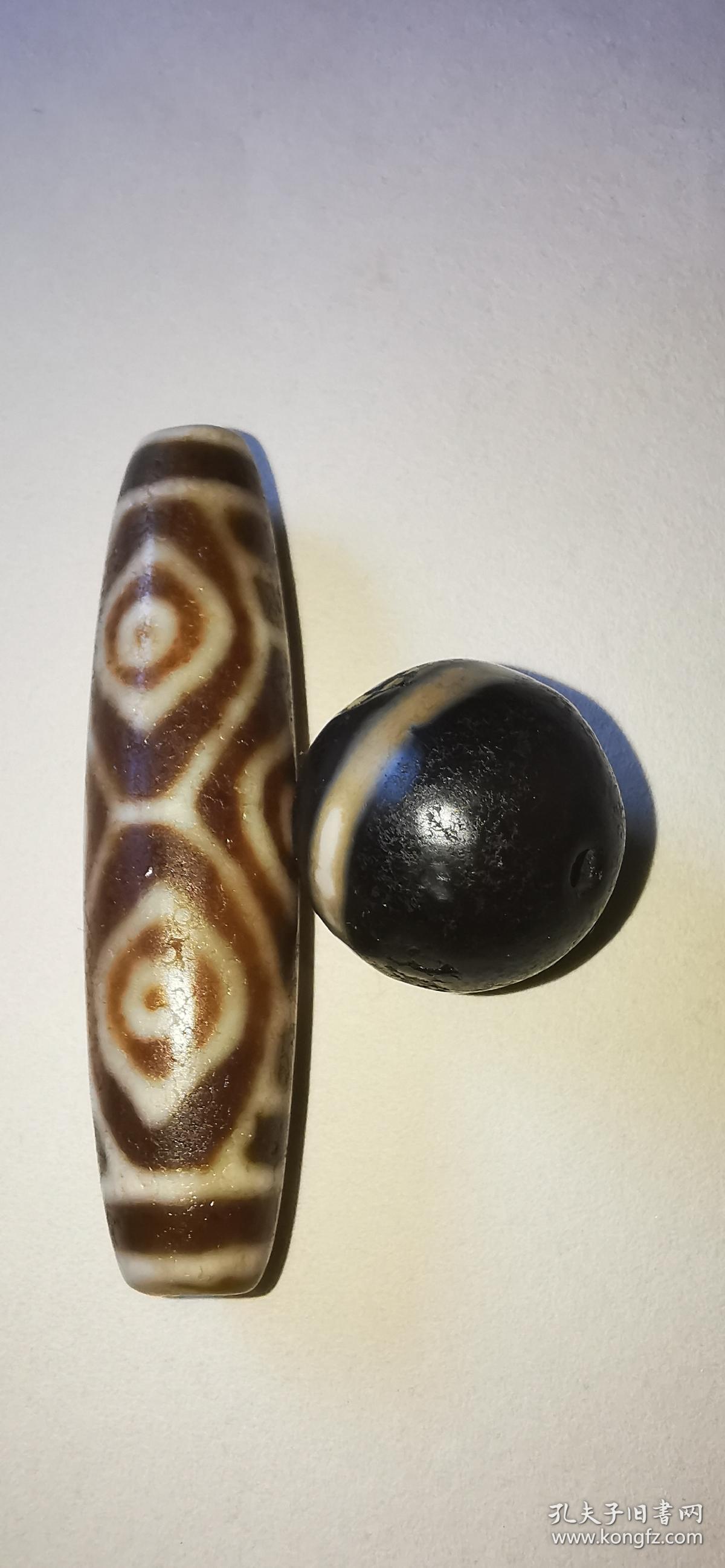 清代龙眼天珠一颗一线珠一颗