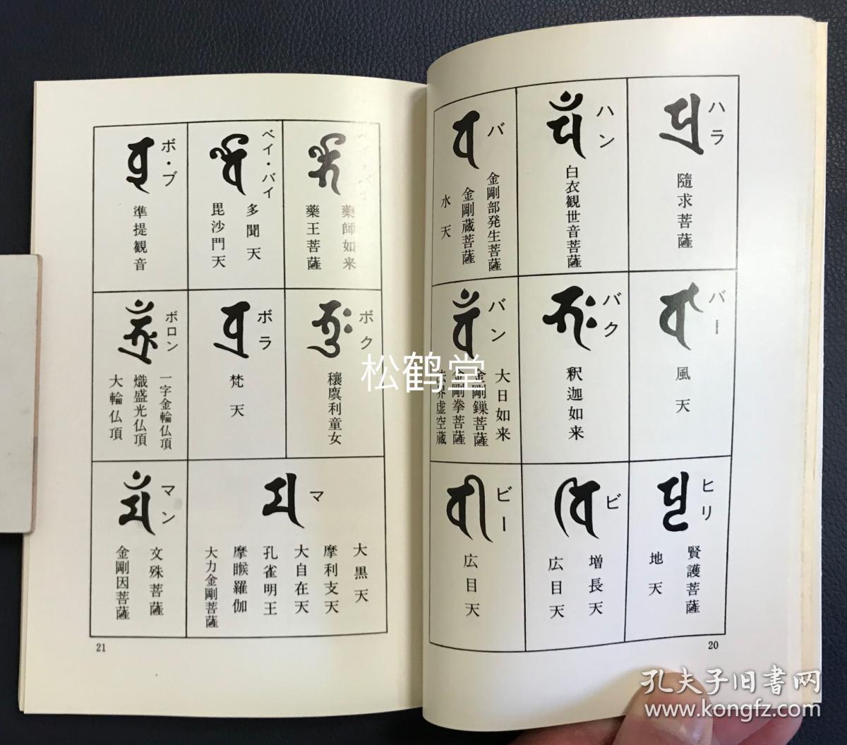 梵字手帖 1册全 和本 昭和51年 1976年二刷发行 悉昙参究德山晖纯所著 内分主尊 种子 十三佛 三尊佛 曼荼罗 四天王 五十字门 五十音图 石刻 梵字的字形等篇章 大量佛教 密教密宗诸尊种子 真言 曼荼罗 塔婆 庚申等的梵字 图版 及解说等 研究 学习