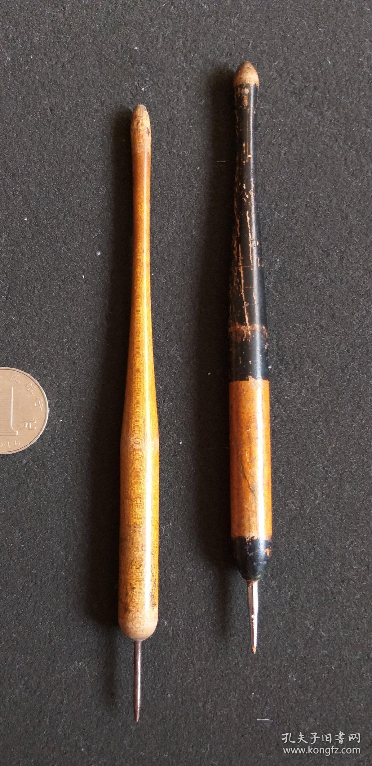 民国印刷工具 誊写铁笔合售 刻蜡版笔 有使用痕迹