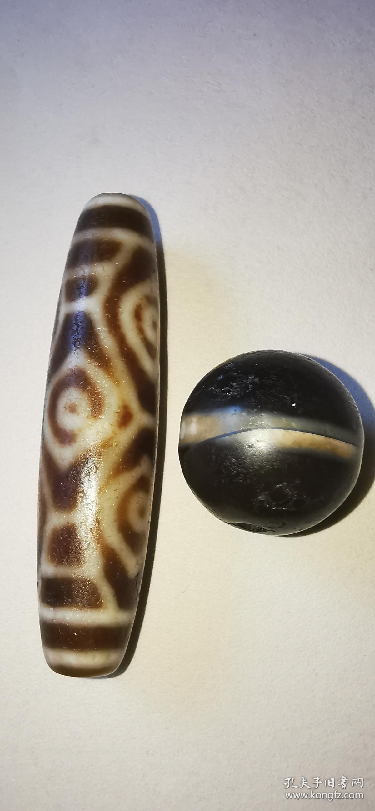 清代龙眼天珠一颗一线珠一颗