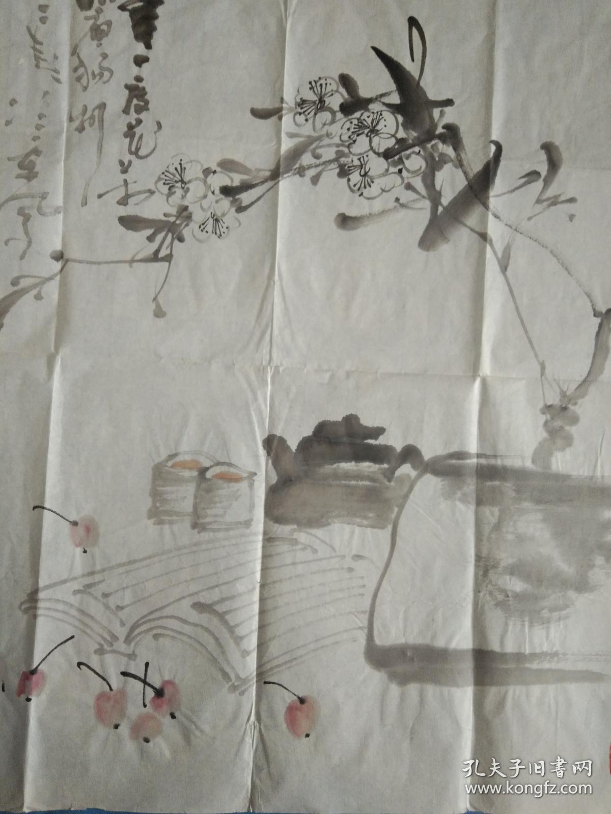 国家画院张志民山水工作室著名人物画家黄彬国画写意【盆景梅花紫砂壶