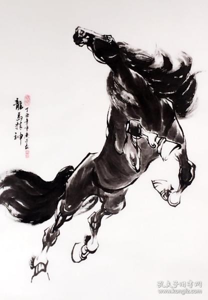 鬼手杨子良画马 龙马精神 国画水墨画手绘