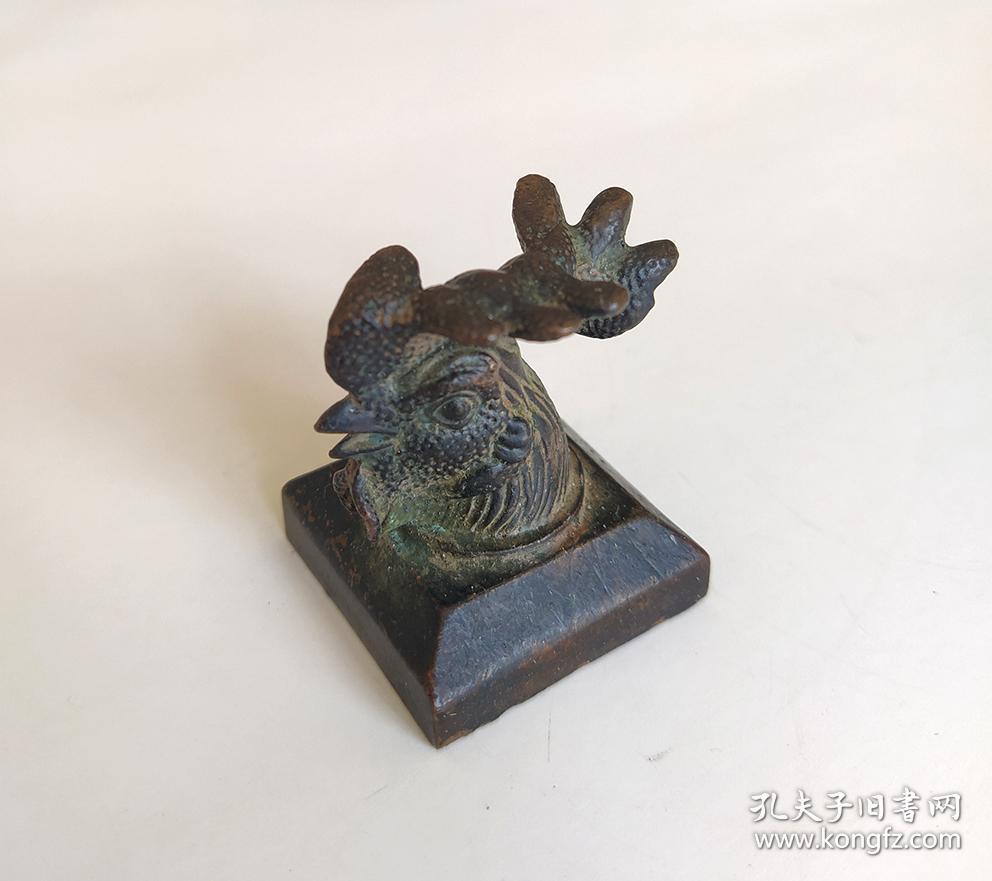 铜质雕刻鸡首印章
