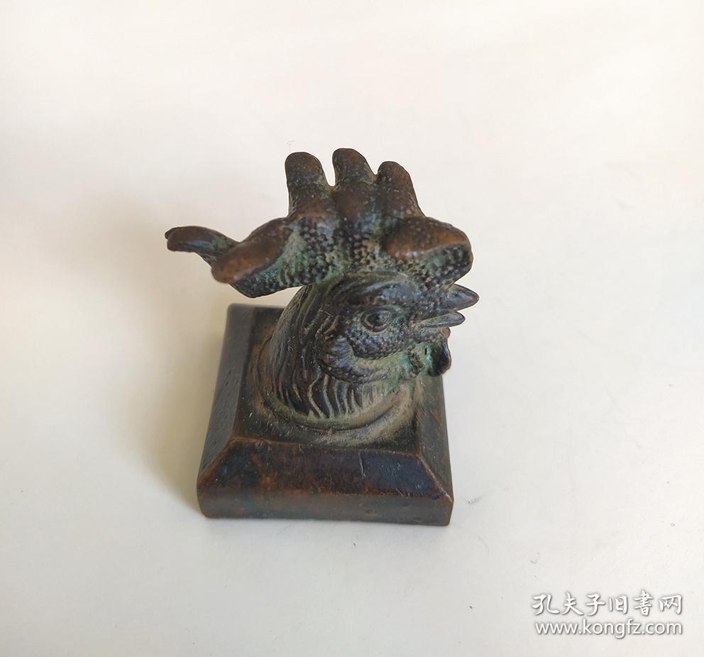 铜质雕刻鸡首印章