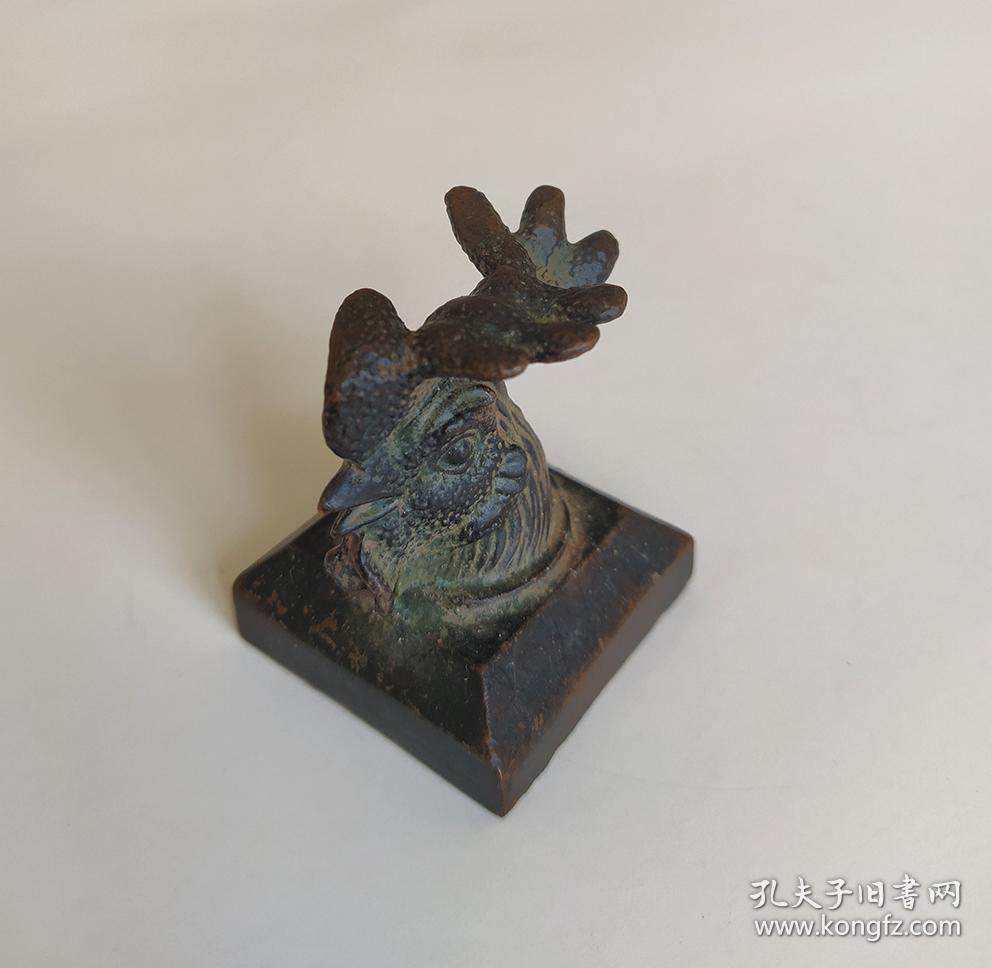 铜质雕刻鸡首印章