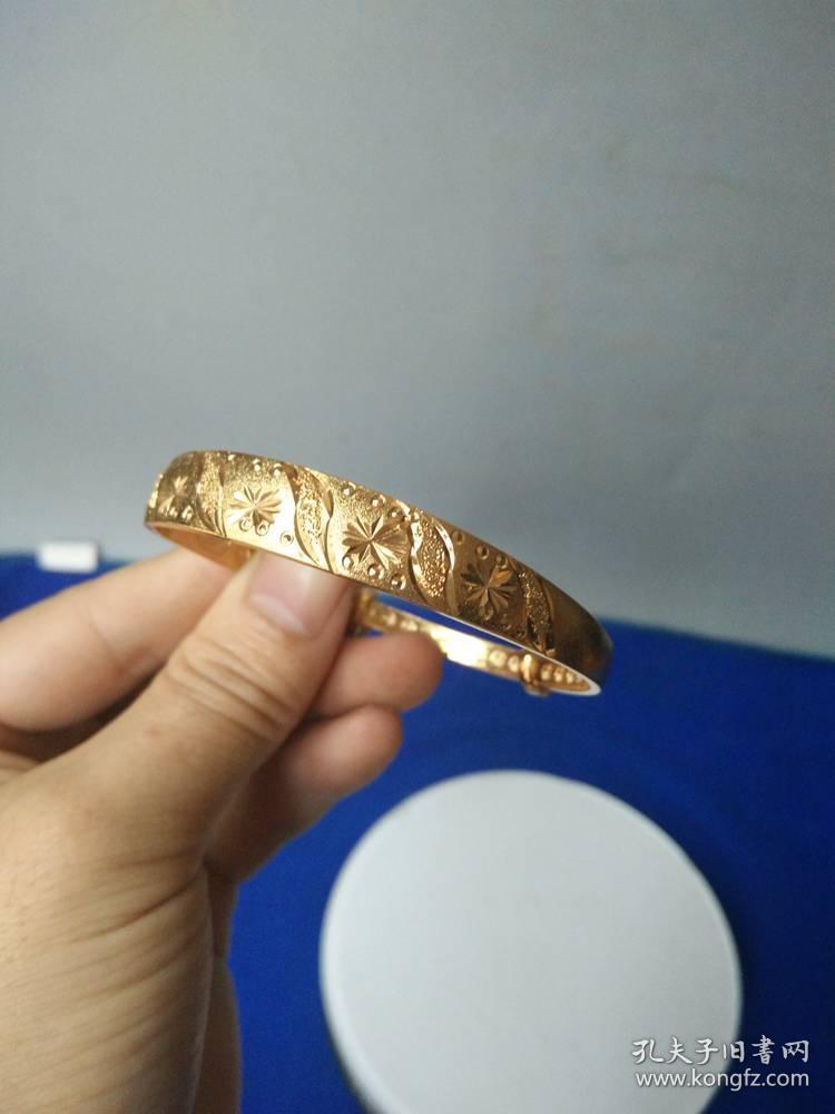 少见花纹老金手镯