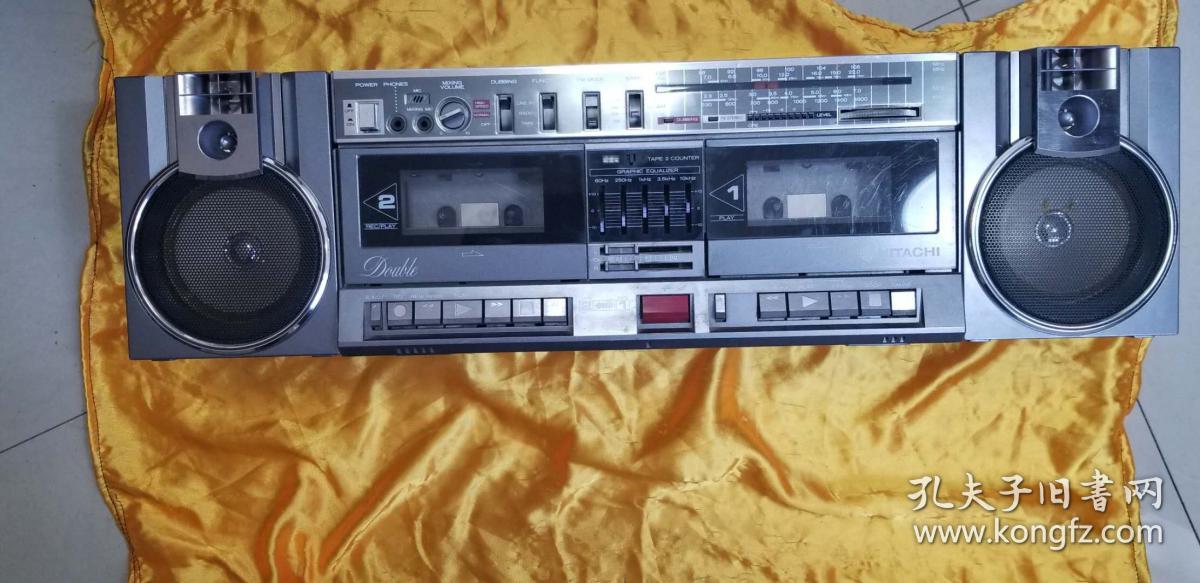 收录机日本原装日立牌hitachitrkw3w立体声双卡分离式高档收录音机