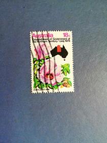 外国邮票 澳大利亚邮票 1978年 地图 玫瑰花 1全
 （信销票）