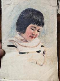 文革时期蜡笔画——小裁缝