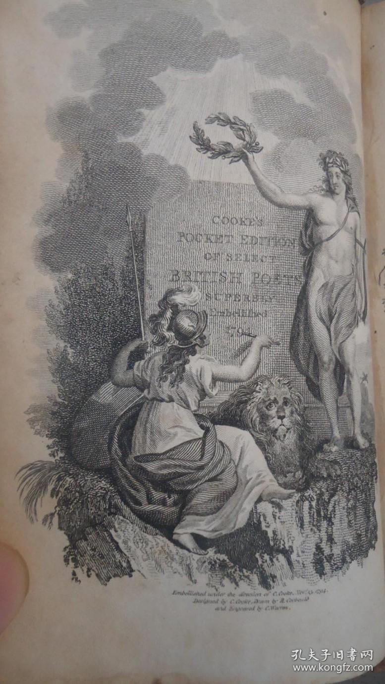 1798年poeticalworksofjohndryden大诗人德莱顿德莱顿诗全集34小牛皮