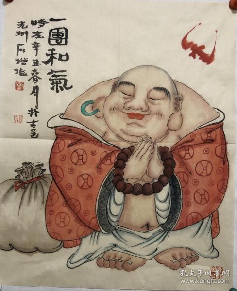 琅琊近僧先生弟子姜兆兴,著名画家石僧老师,两平尺精品【笑口常开】