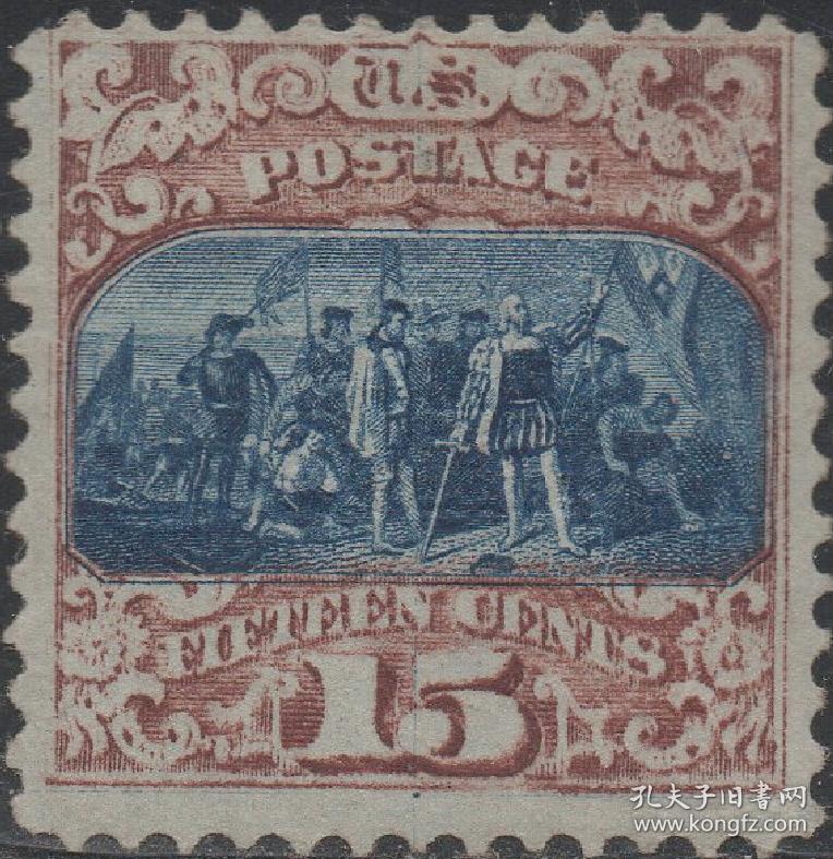 美国邮票1875年哥伦布美洲探险发现新大陆登陆美洲新