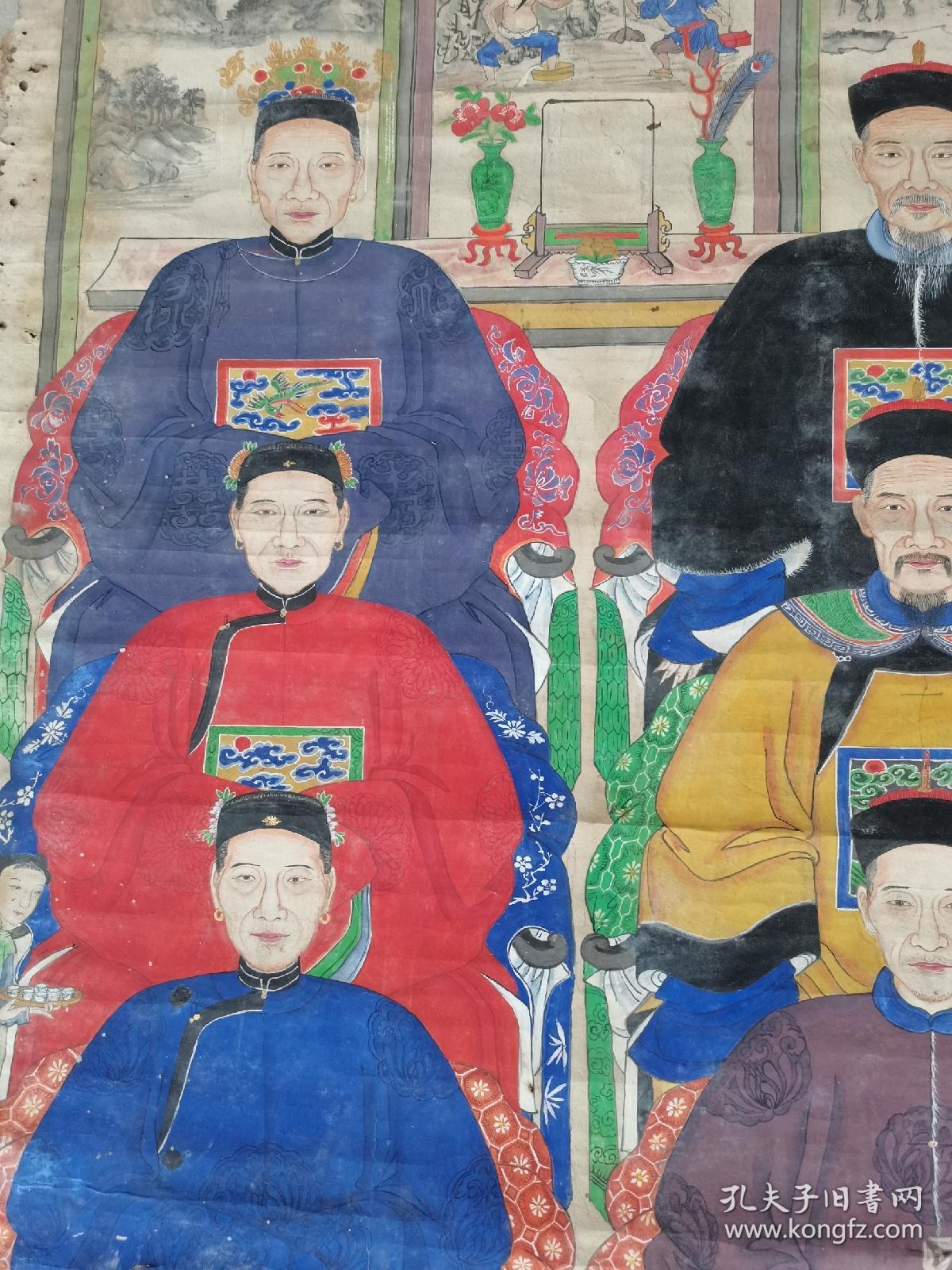 清代祖宗画清代人物画像官员画像三代同堂