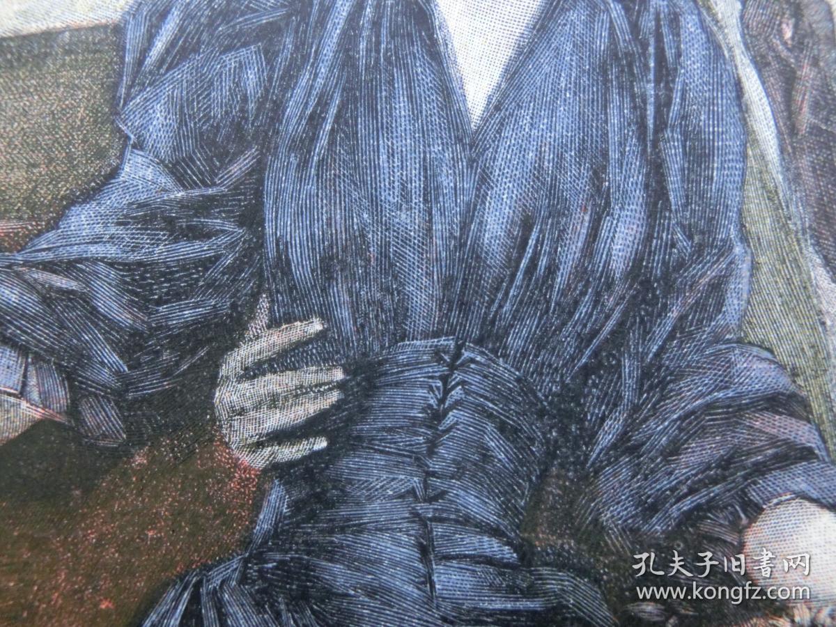 【现货 包邮】1890年小幅木刻版画《手牵手》(hand in hand)尺寸如图