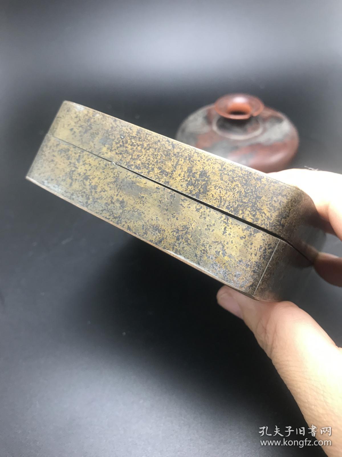 收来的民国文昌阁文房纯铜手工墨盒