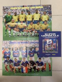米兰体育报联合panini联合出版，1998世界杯足球画册，内含所有参赛队标准照和大名单，世界杯总结，送2张世界杯决赛巴西/法国全家福