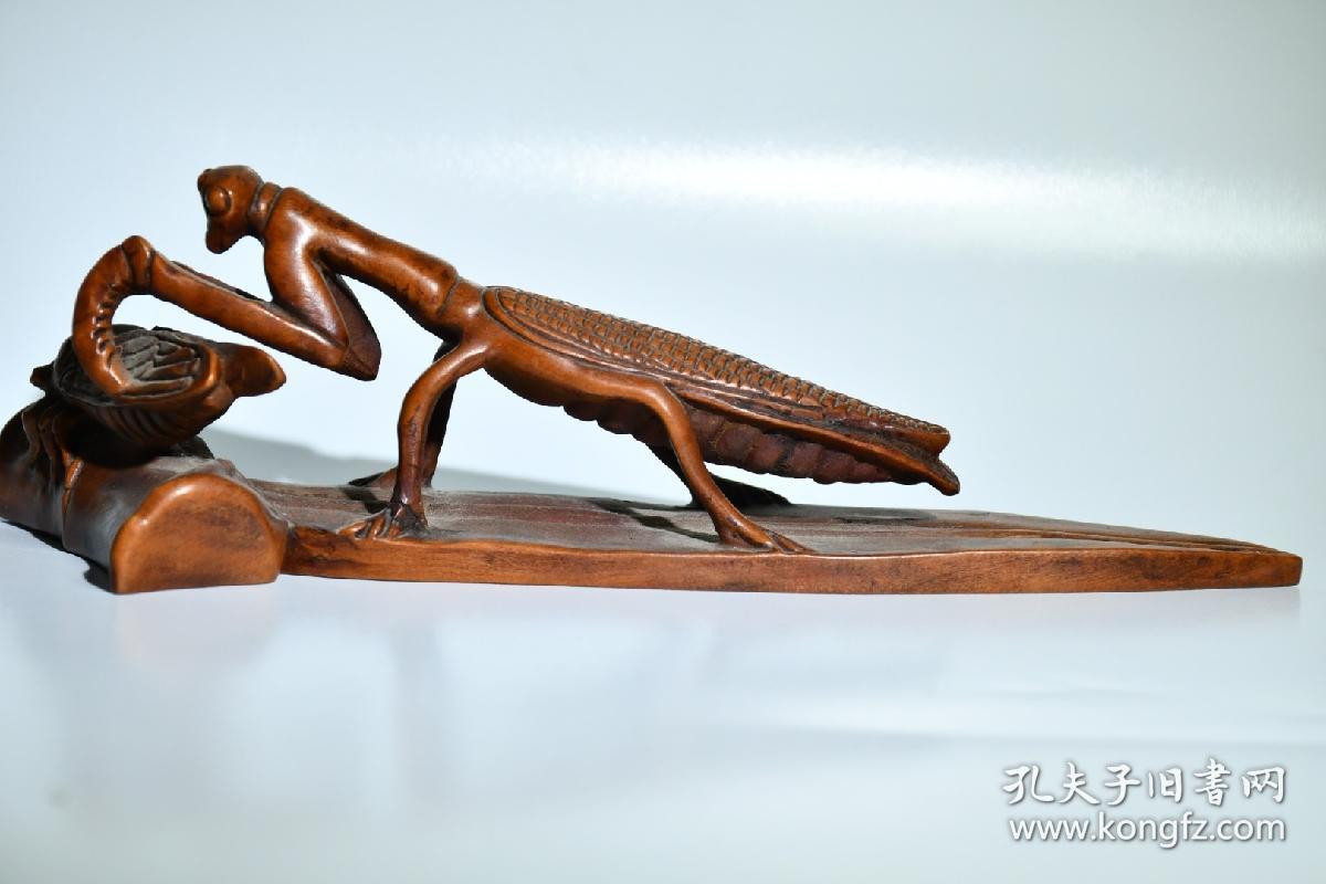 螳螂扑蝉 木雕摆件