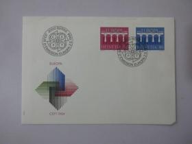 外文信封一枚( 16cm X 11.4 cm)   带邮票两张，详见图片