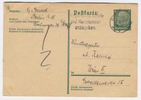 FDC-F32德国 1935年 实寄邮资片 兴登堡总统邮资图
