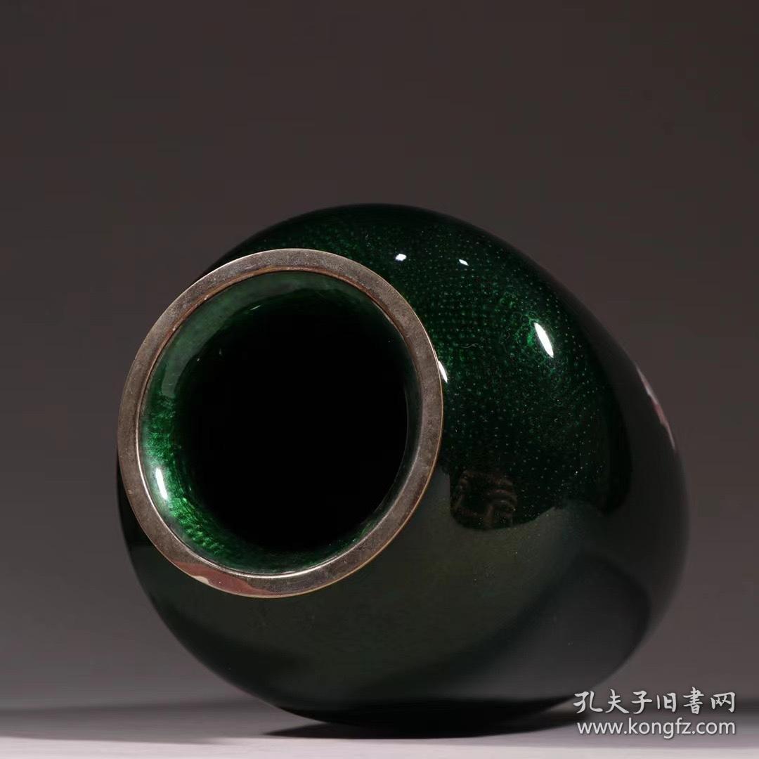 回流 铜胎日本七宝烧牡丹花纹赏瓶 孔夫子旧书网
