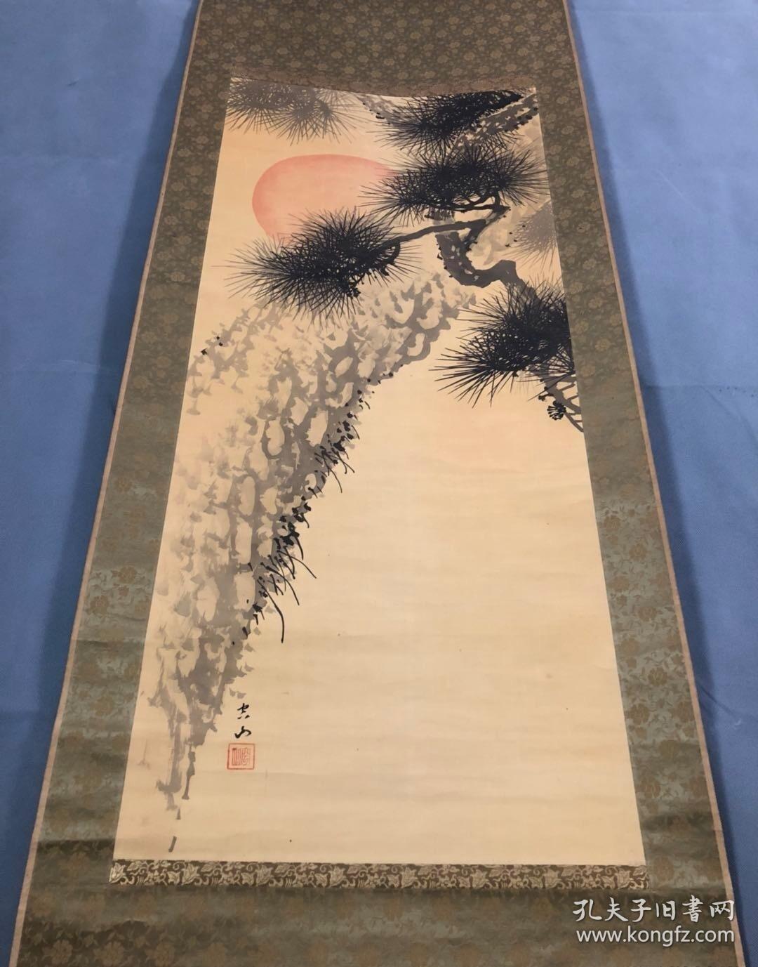 日本挂轴老画装裱尺寸182/66画面尺寸119/50.