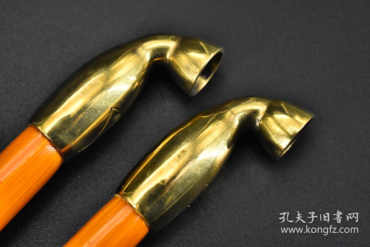 【图】（丁2756）日本购回《日本老烟袋锅》原盒两件全 烟斗 烟枪 吸食烟叶的工具 竹杆 铜锅 铜嘴 全长约：295cm 烟嘴长：5cm 烟 
