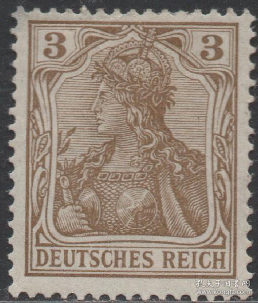 外国邮票ze,德国1900年 日耳曼尼亚3pf, 日耳曼 民族保护女神