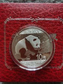 全新2016中国熊猫普制银币（说明书、带盒带），面值10元，30g