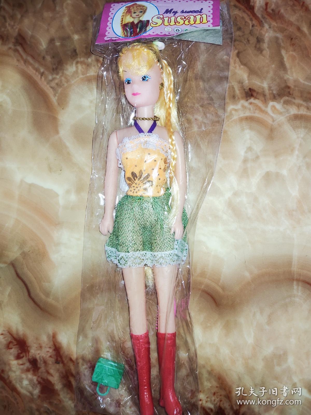 90后芭比娃娃 黄绿 童年怀旧回忆老玩具收藏